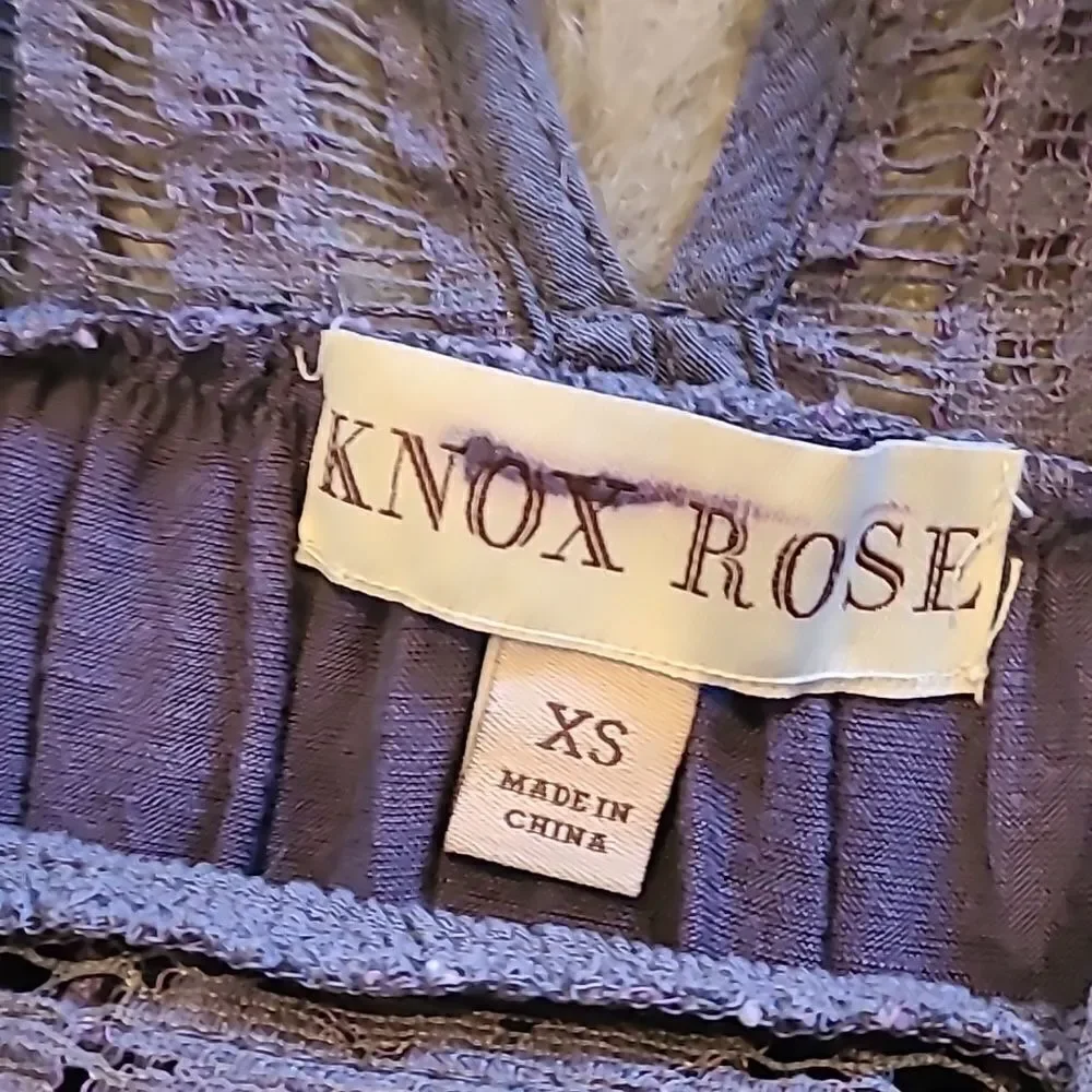 Knox rose womens blue cotton lace flowy shirt with balloon‎ sleeves size xs